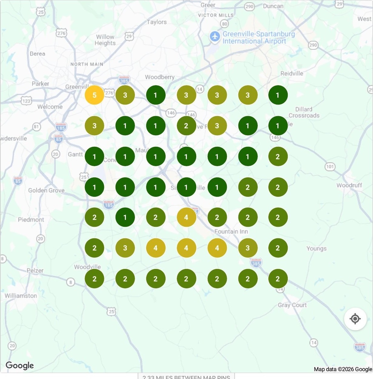 Falcon map screenshot for barber shop simpsonville