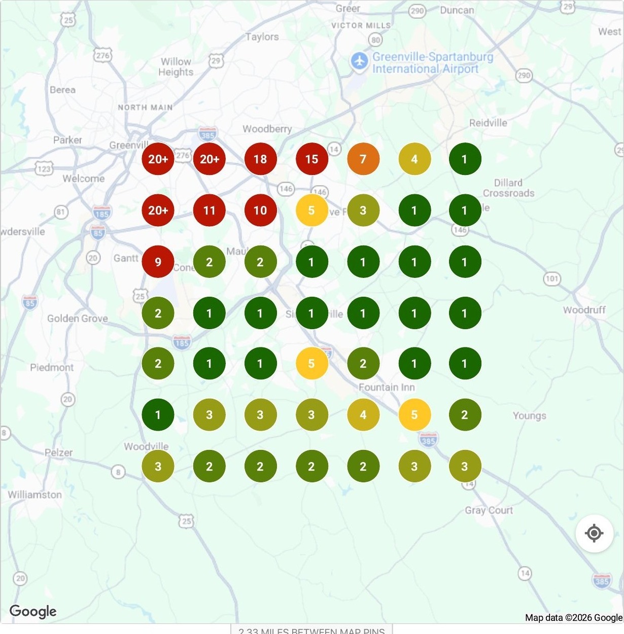 Falcon map screenshot for barbershop near me in simpsonville